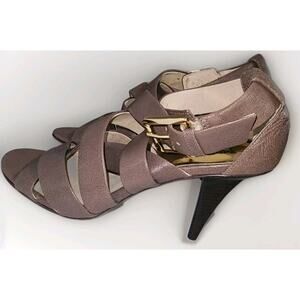 Michael Kors High Heeled Dressy Sandal 7.5 Sandune Buckle Strappy Shoes Heels